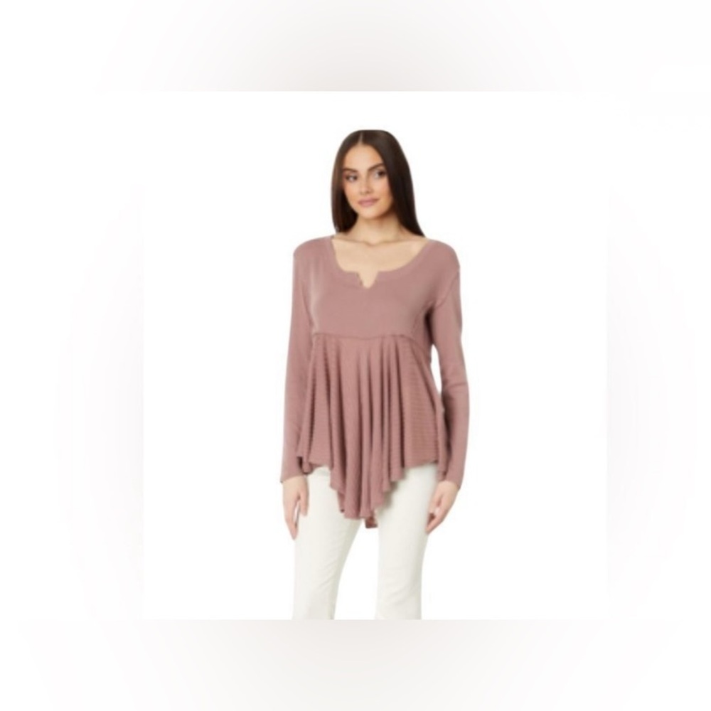 We The Free Long Sleeve Pleated Tunic in Mauve - Picture 3 of 7